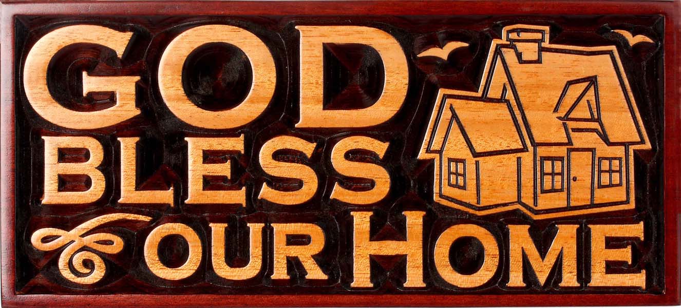 Plaque: God Bless Our Home - Shalom